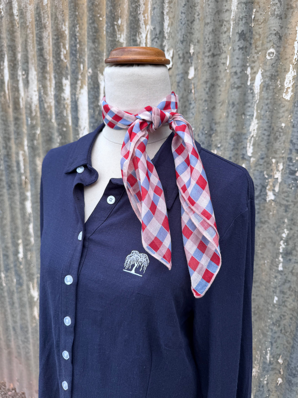 Red and Blue Check Neck Scarf