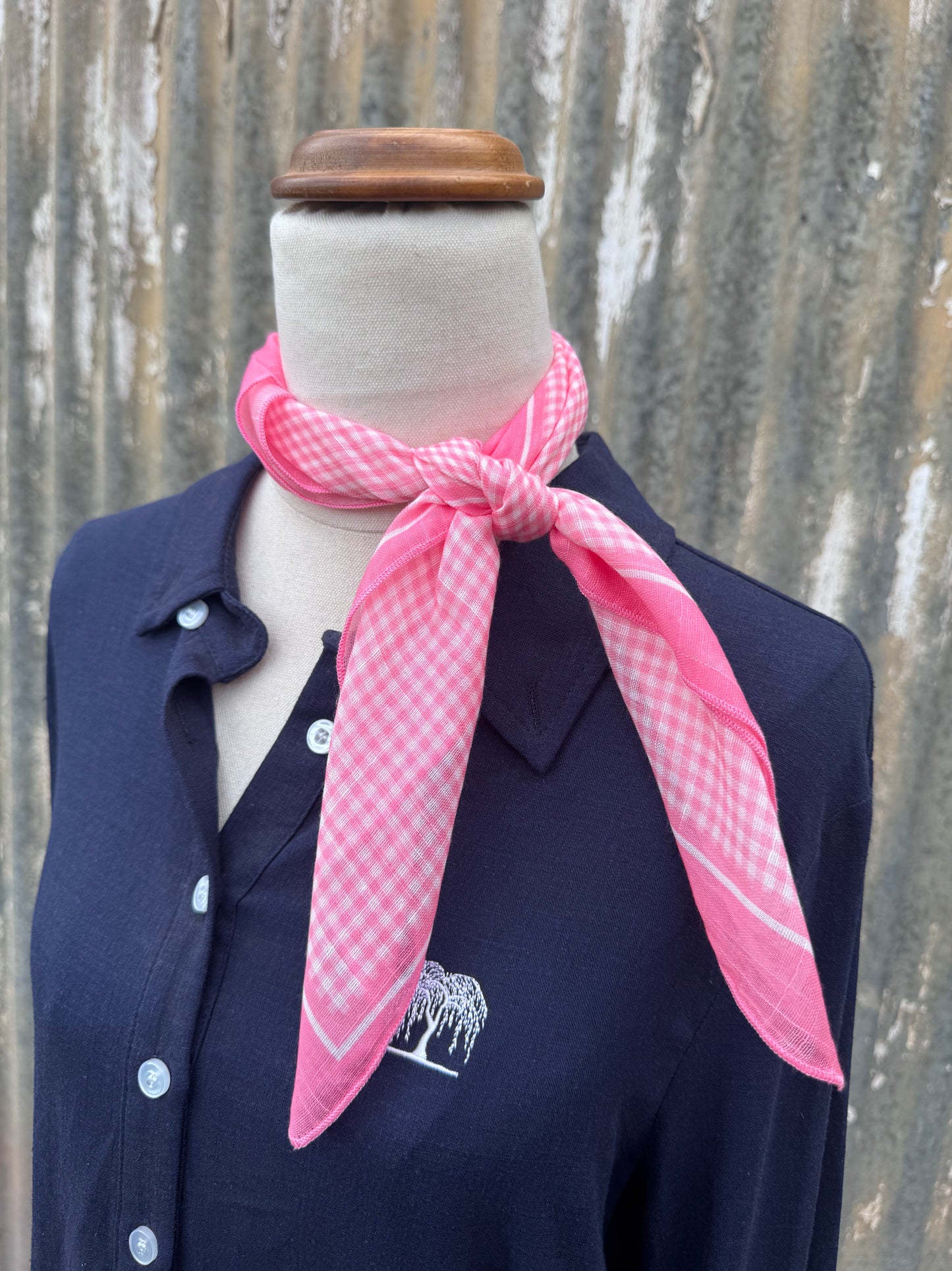 Pink Gingham Neck Scarf