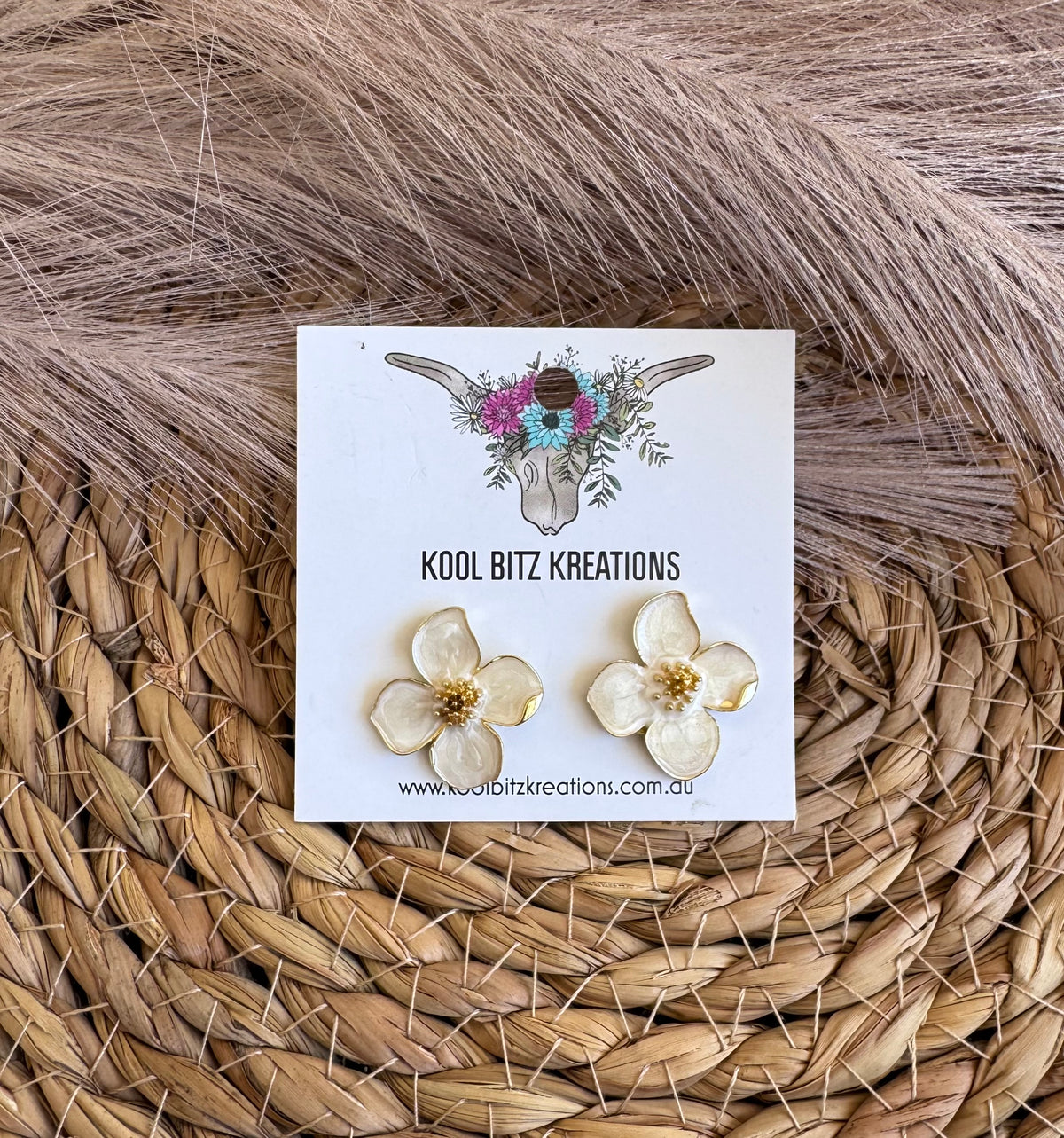 White Flower Earrings