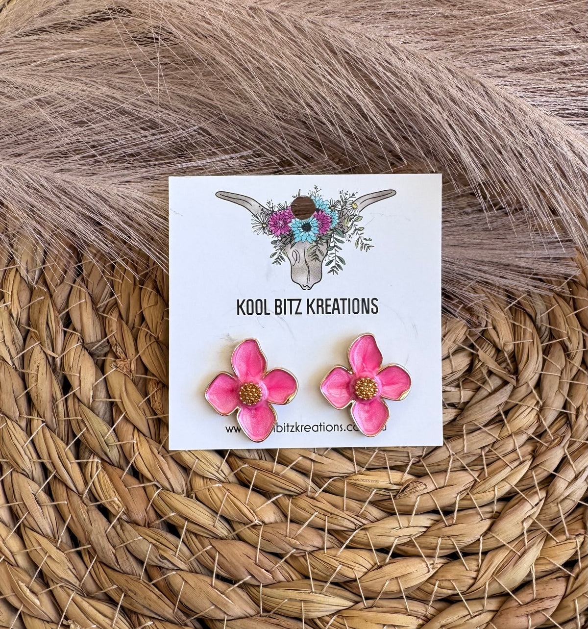Pink Flower Earrings