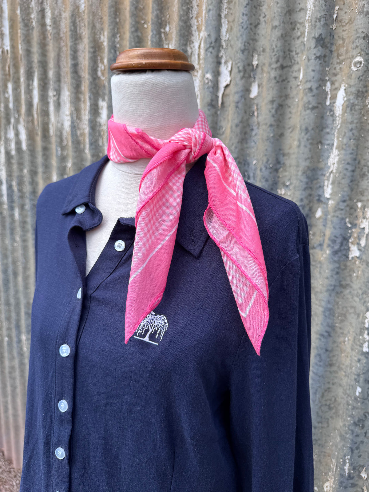 Pink Gingham Neck Scarf