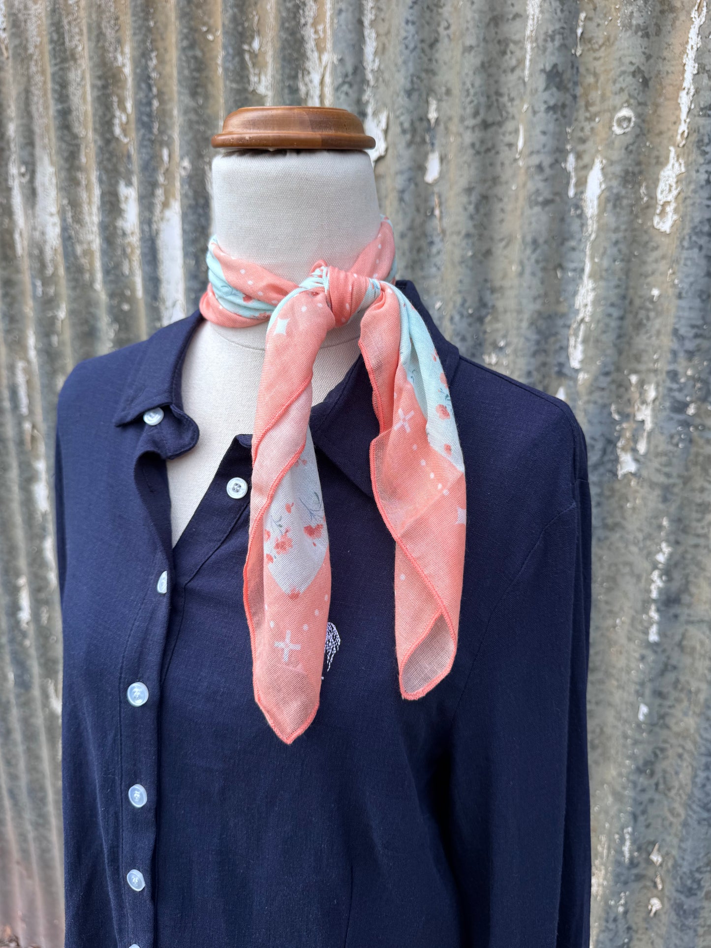 Orange & Blue Floral Neck Scarf