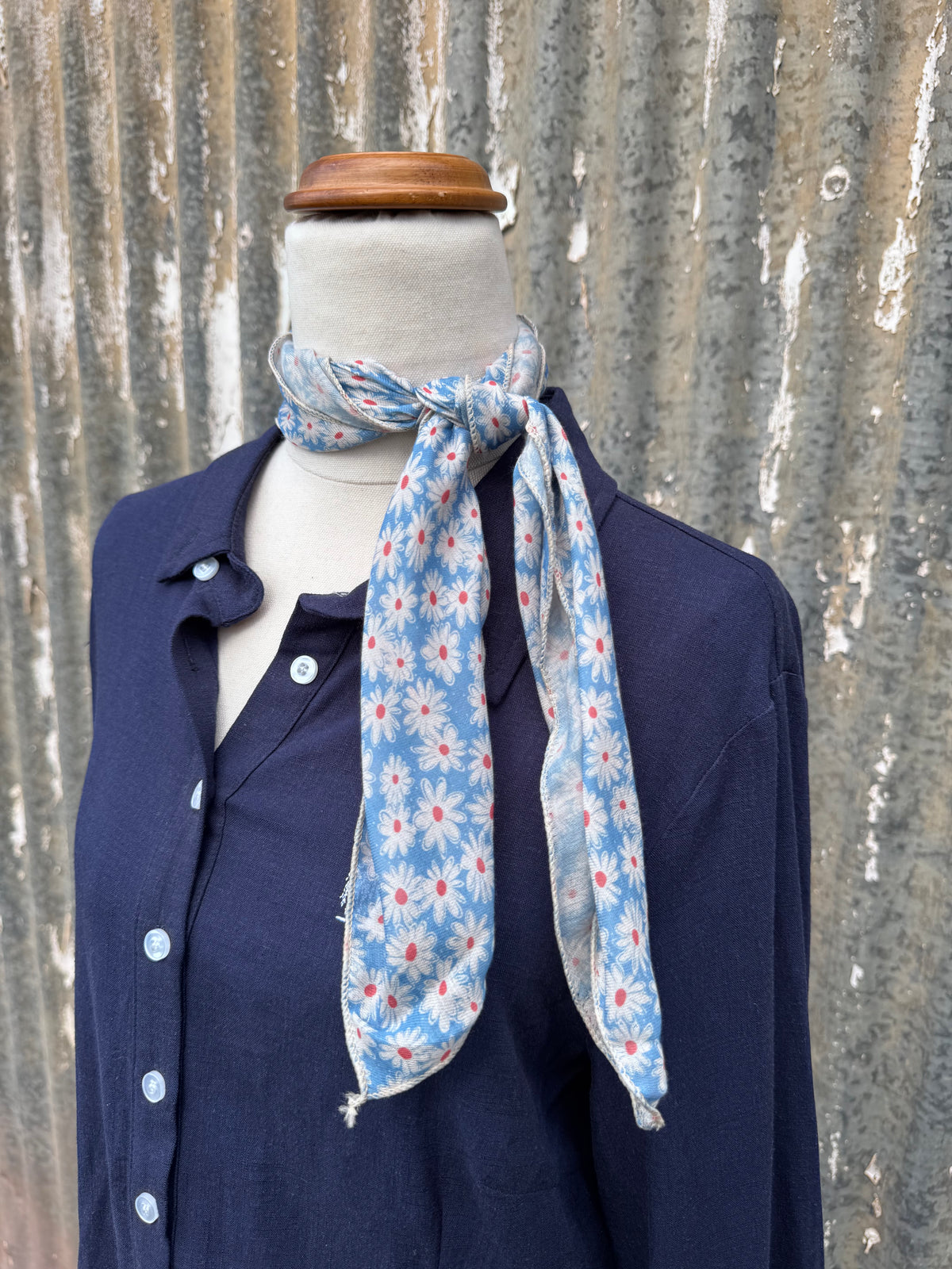Blue & White Floral Neck Scarf