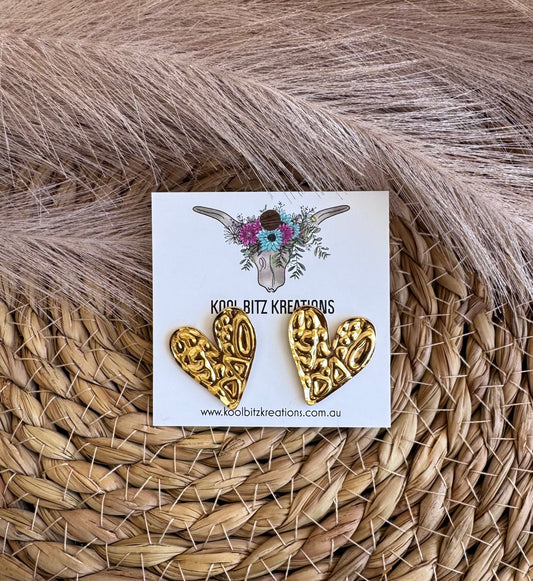 Gold Heart Earrings