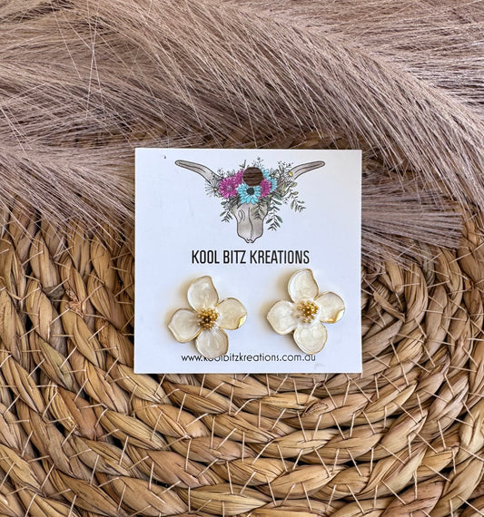 White Flower Earrings