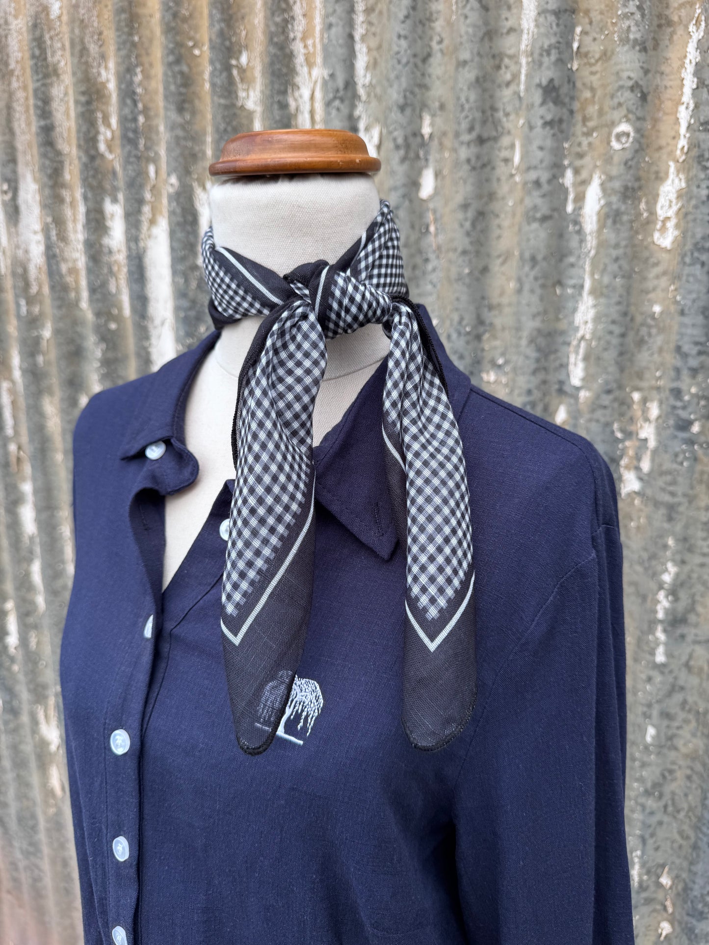 Black Gingham Neck Scarf
