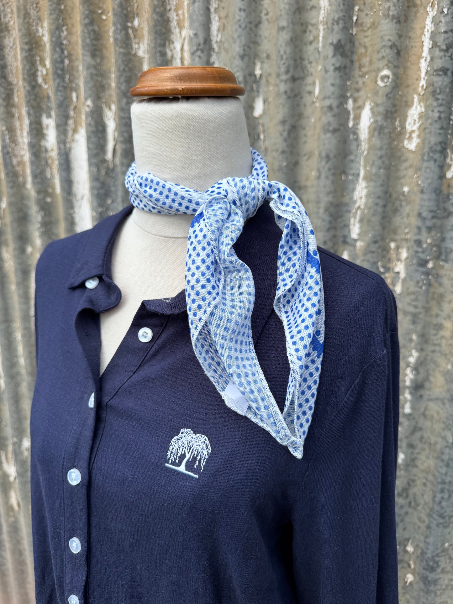 Blue & White Spotty Neck Scarf