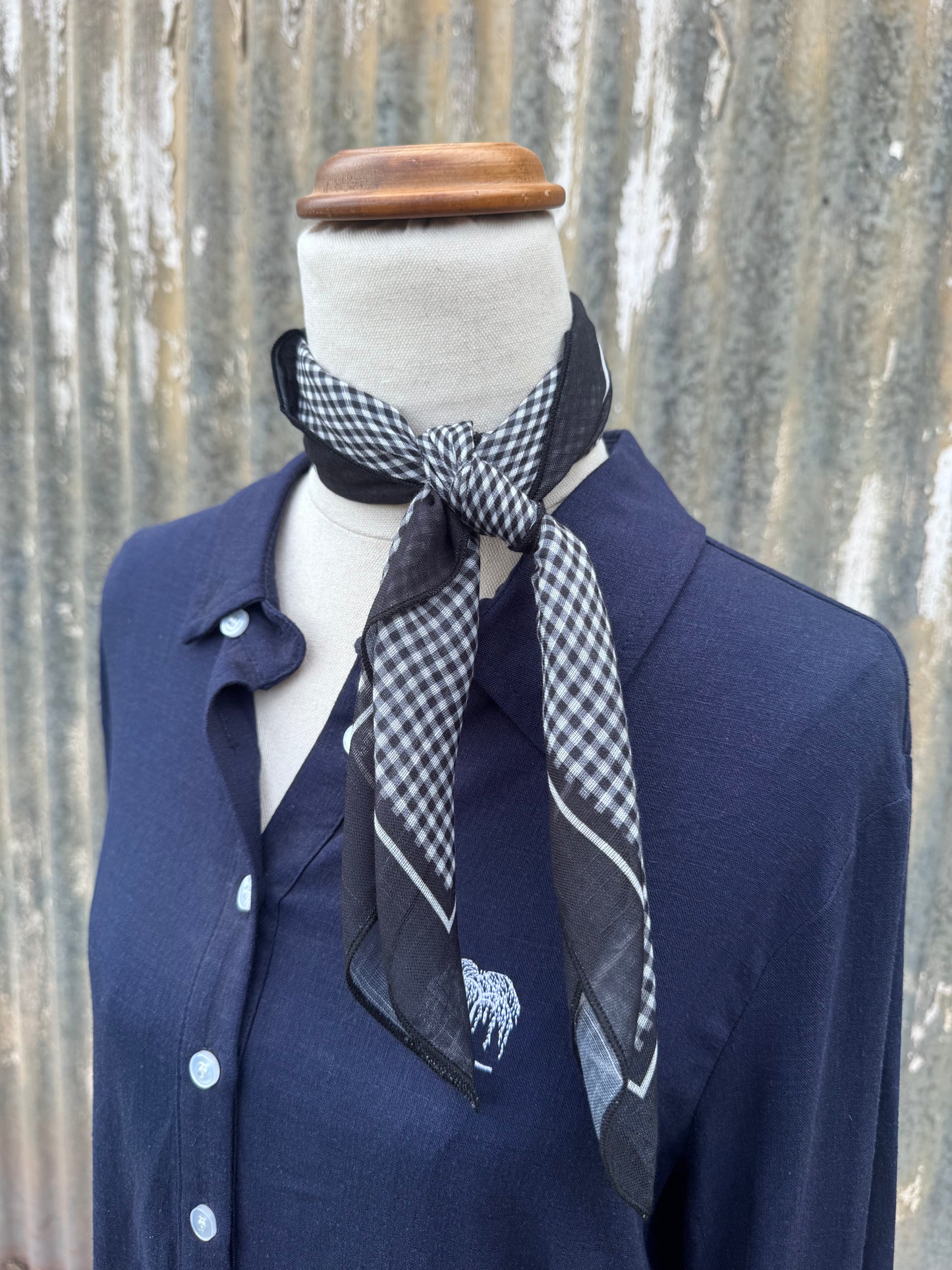 Black Gingham Neck Scarf